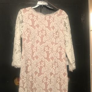 Cocktail Dress Ecru/Cream Laced 3/4 sleeves NWT